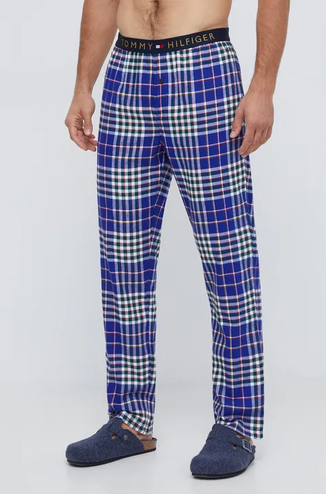 Dugi doljnji dio pidžame Tommy Hilfiger za muškarce, boja: tamno plava, s uzorkom