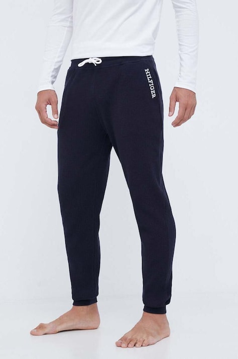 Tommy Hilfiger pantaloni pijama bumbac culoarea bleumarin, uni UM0UM03097