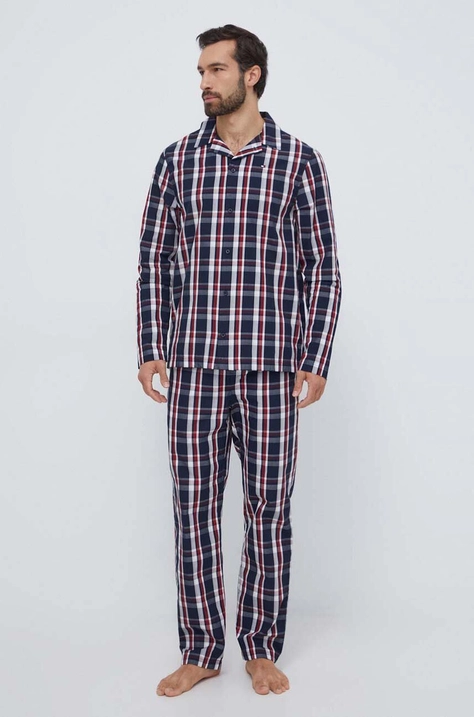 Tommy Hilfiger pijamale de bumbac culoarea albastru marin, modelator