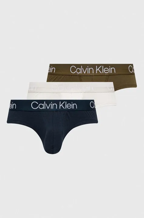 Slipy Calvin Klein Underwear 3-pak pánske, zelená farba