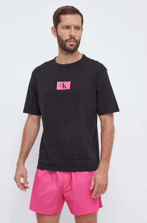 Calvin Klein Underwear piżama bawełniana kolor różowy z nadrukiem