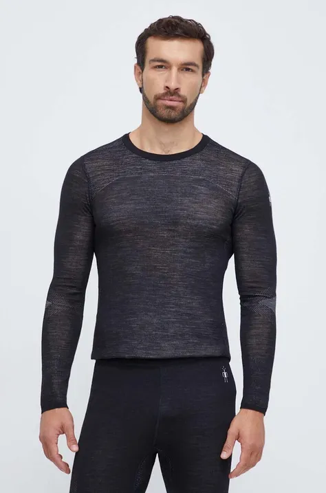 Λειτουργικό μακρυμάνικο πουκάμισο Smartwool Intraknit Thermal Merino χρώμα: μαύρο