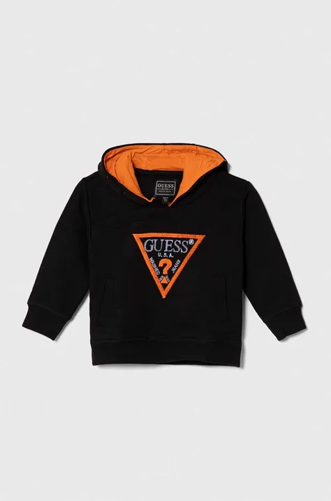 Otroški bombažen pulover Guess črna barva