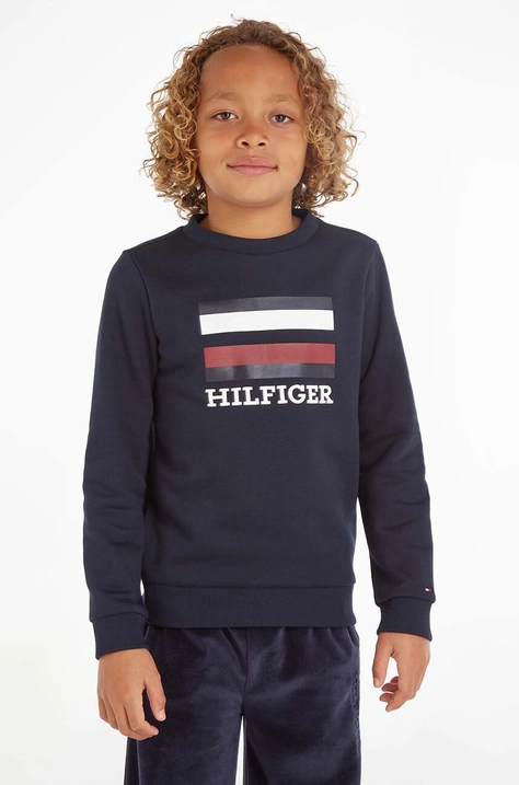 Tommy Hilfiger bluza copii culoarea albastru marin, cu imprimeu