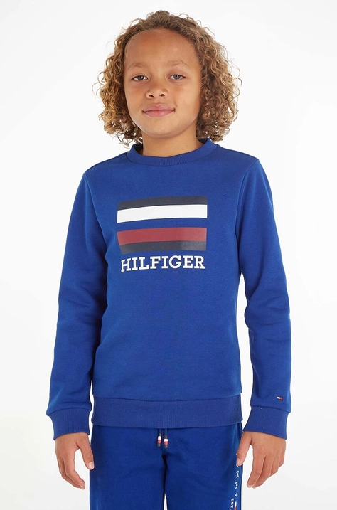 Detská mikina Tommy Hilfiger tmavomodrá farba, s potlačou