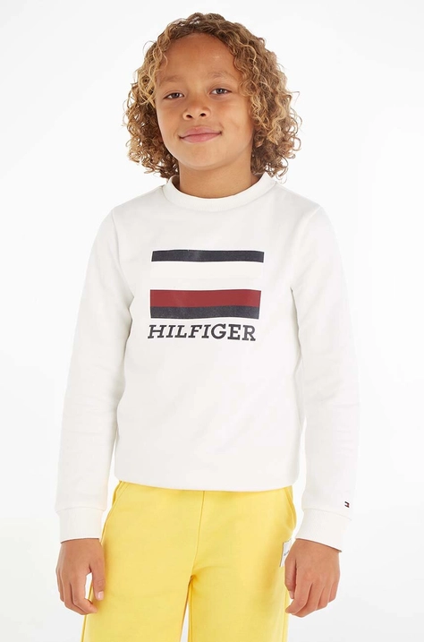 Tommy Hilfiger bluza copii culoarea bej, cu imprimeu