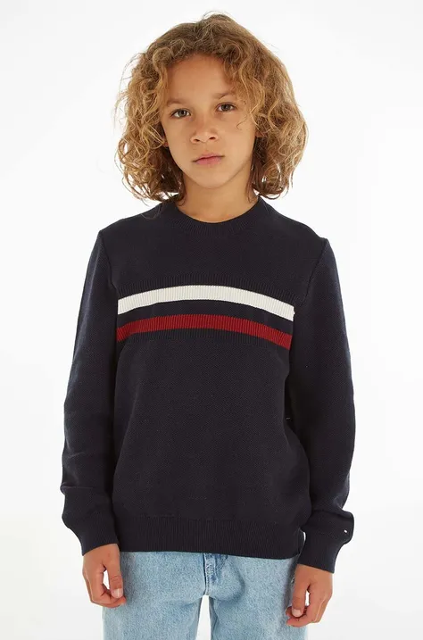 Tommy Hilfiger sweter bawełniany dziecięcy kolor granatowy