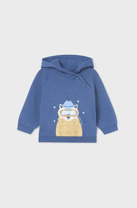 Pulover za dojenčka Mayoral mornarsko modra barva, s kapuco