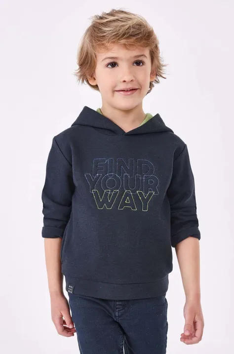 Otroški pulover Mayoral siva barva, s kapuco