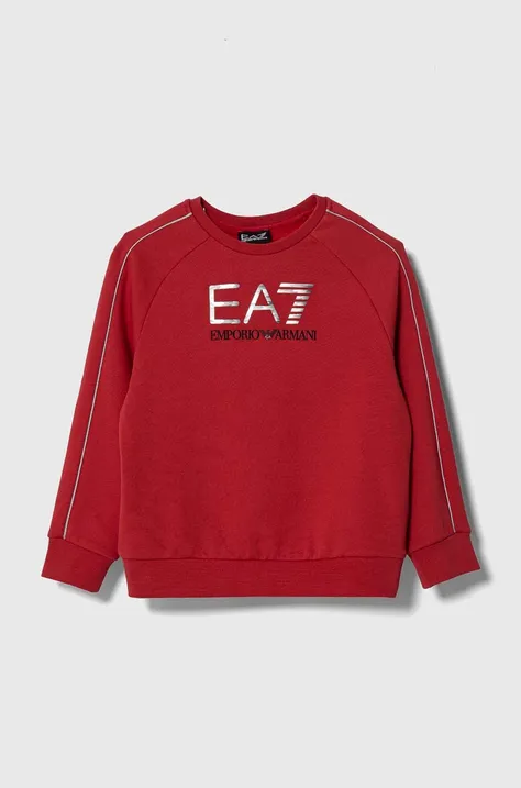 EA7 Emporio Armani bluza copii culoarea rosu, cu imprimeu