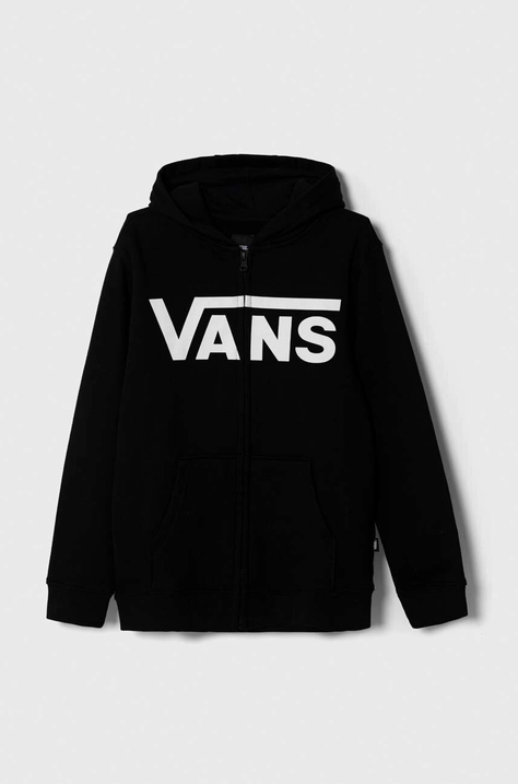 Vans bluza copii VANS CLASSIC FZ culoarea negru, cu glugă, cu imprimeu