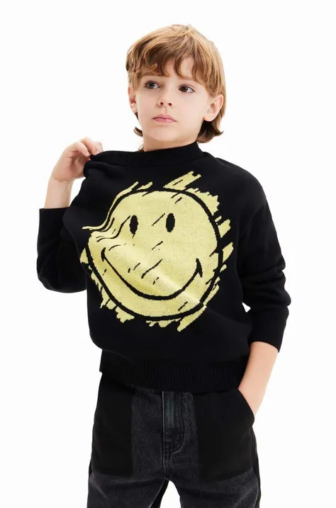 Otroški pulover Desigual črna barva