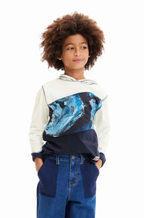 Παιδική βαμβακερή μπλούζα Desigual με κουκούλα