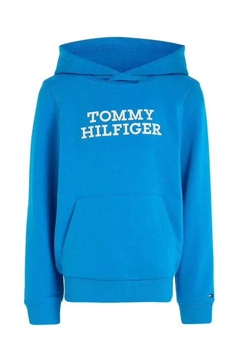 Tommy Hilfiger bluza dziecięca kolor niebieski z kapturem z aplikacją