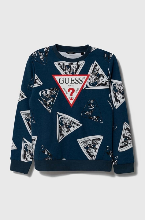 Guess bluza bawełniana dziecięca kolor niebieski wzorzysta