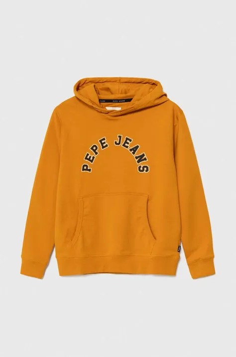 Dětská mikina Pepe Jeans oranžová barva, s kapucí, s potiskem