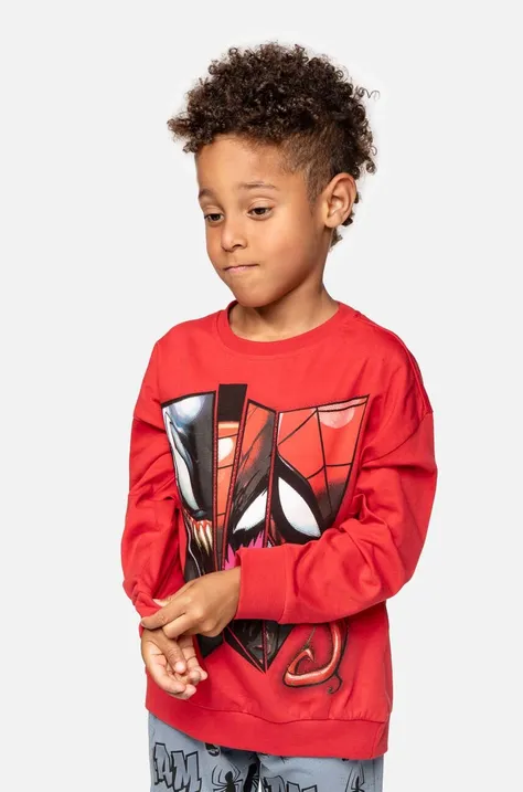 Coccodrillo bluza bawełniana dziecięca kolor czerwony z nadrukiem