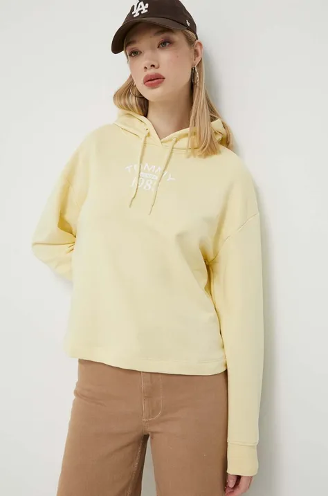 Кофта Tommy Jeans жіноча колір жовтий з капюшоном з принтом