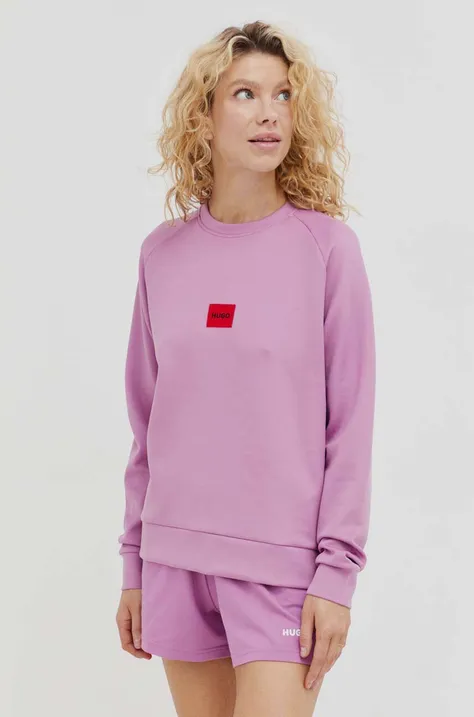 HUGO bluza damska kolor fioletowy z aplikacją