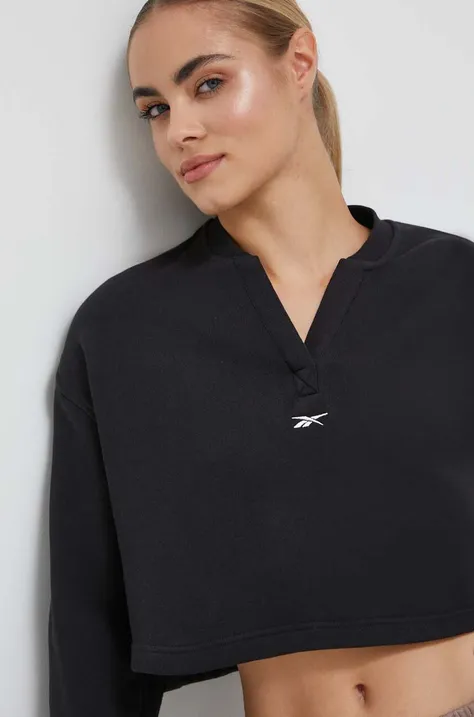 Βαμβακερή μπλούζα Reebok Classic γυναικεία, χρώμα: μαύρο