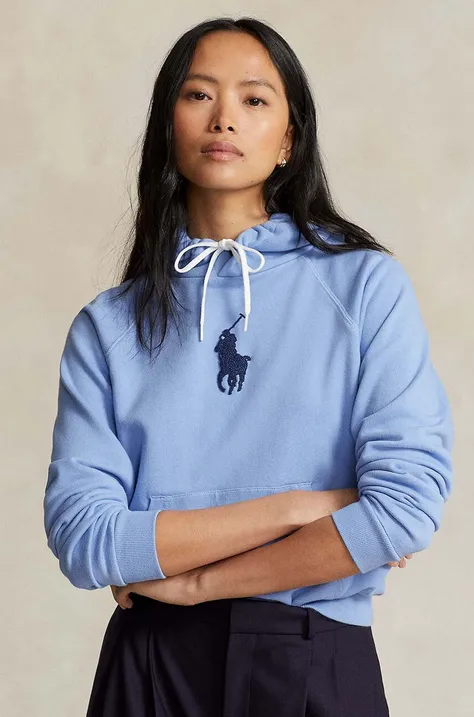 Bombažen pulover Polo Ralph Lauren ženska, s kapuco