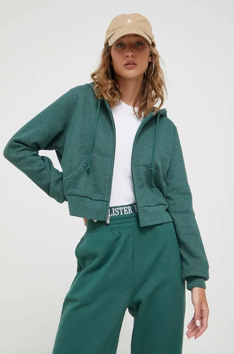 Hollister Co. bluza damska kolor zielony z kapturem melanżowa