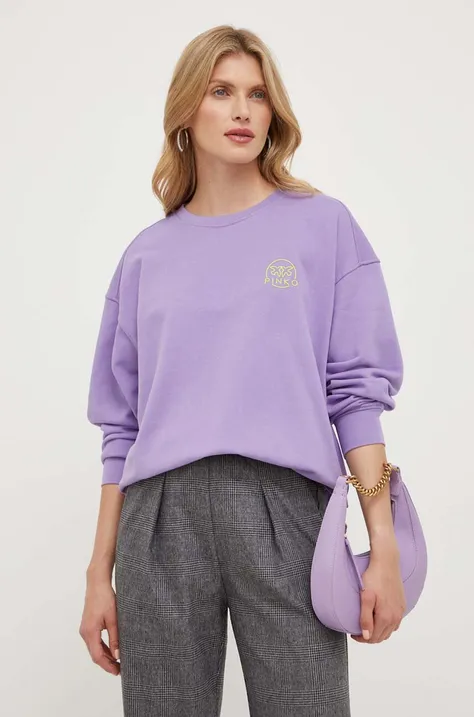 Pinko bluza bawełniana damska kolor fioletowy gładka