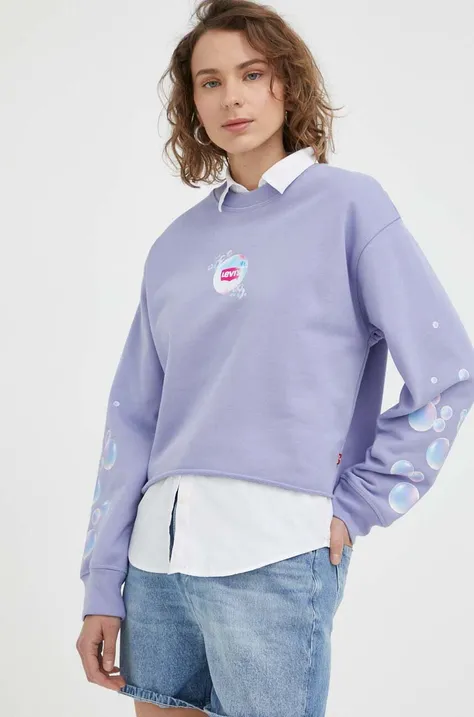 Levi's bluza bawełniana damska kolor fioletowy z nadrukiem