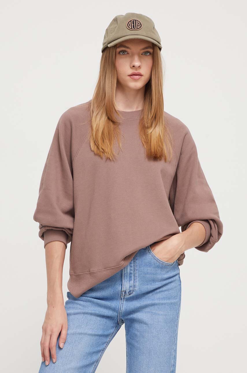 Abercrombie & Fitch bluza damska kolor beżowy gładka