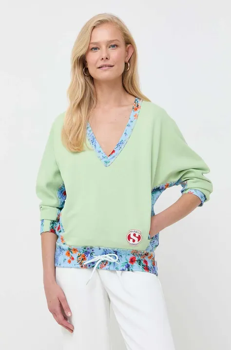 Bombažen pulover MAX&Co. Supermax x Superga ženski, zelena barva