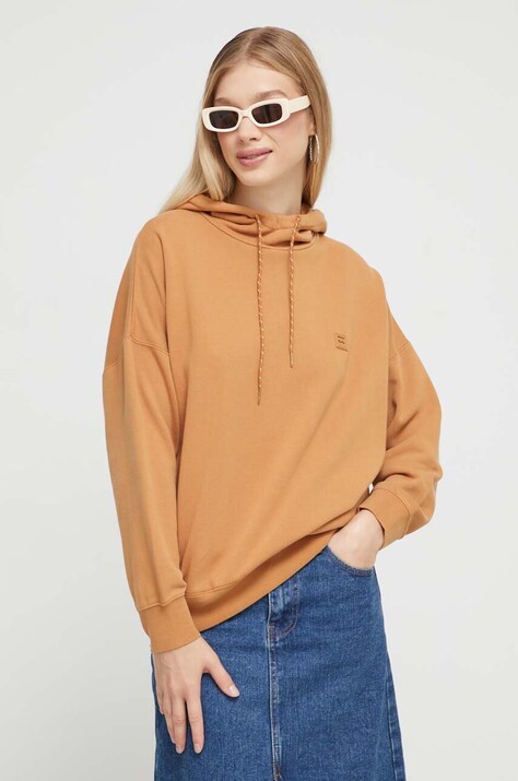 Billabong bluza femei, culoarea maro, cu glugă, neted