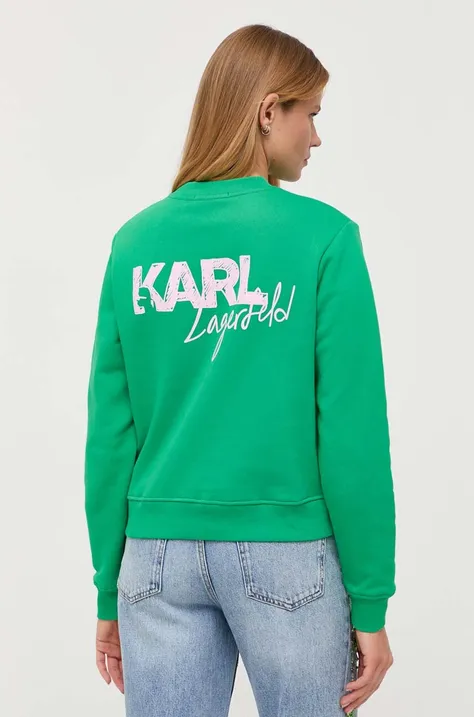 Dukserica Karl Lagerfeld za žene, boja: zelena, s tiskom