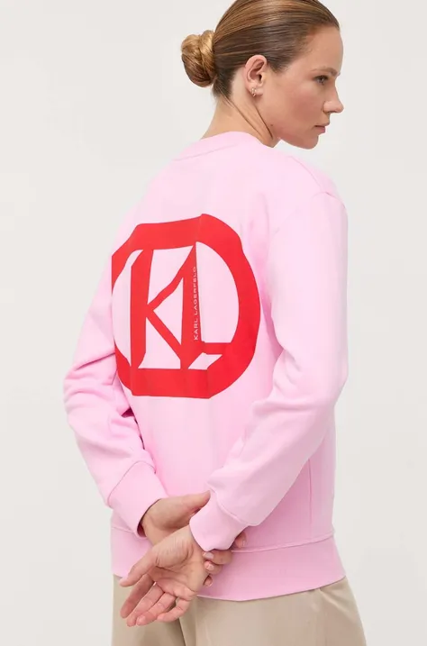 Karl Lagerfeld bluza damska kolor różowy z nadrukiem