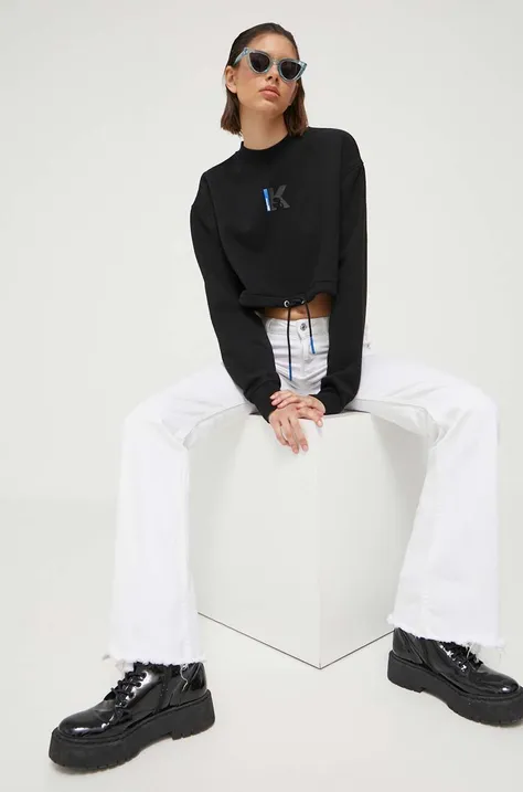Karl Lagerfeld Jeans felső fekete, női, nyomott mintás