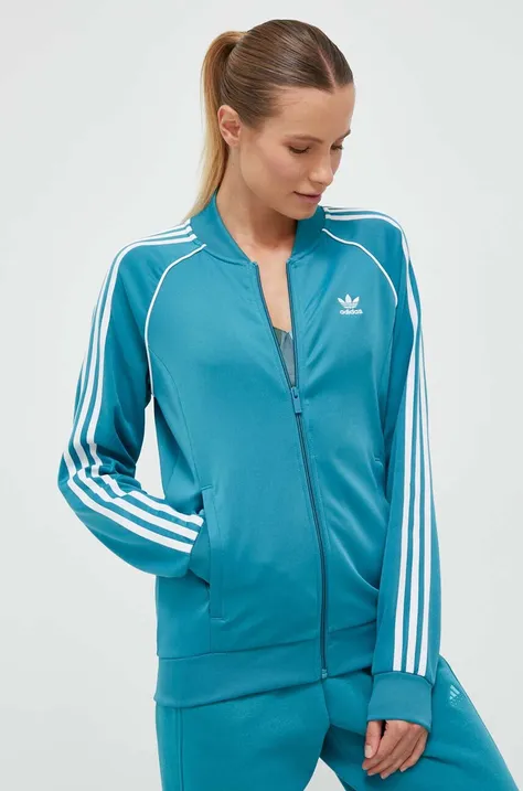 Pulover adidas Originals ženska, turkizna barva