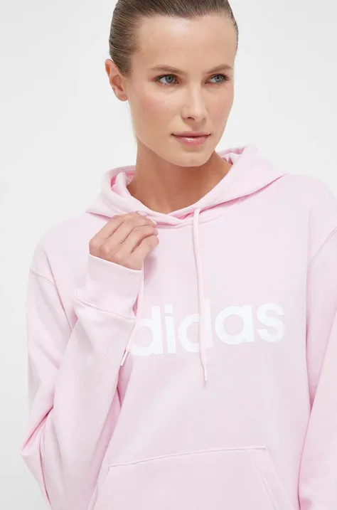 adidas pamut melegítőfelső rózsaszín, női, nyomott mintás, kapucnis, IL3343