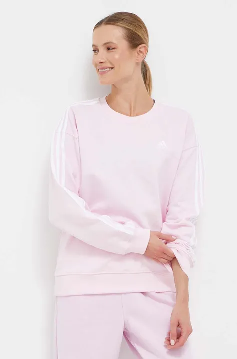 Βαμβακερή μπλούζα adidas γυναικεία, χρώμα: ροζ