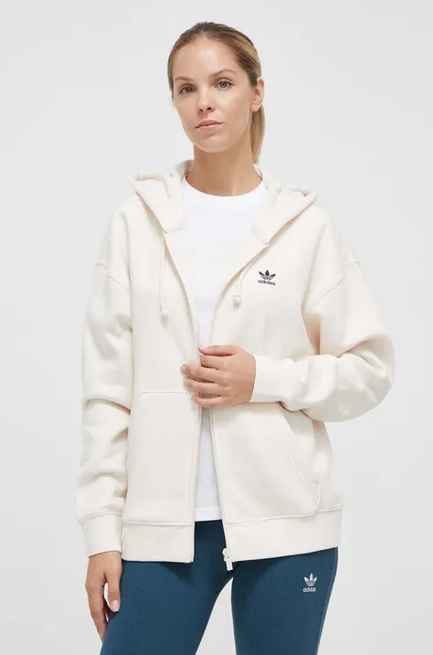 Кофта adidas Originals жіноча колір бежевий з капюшоном однотонна