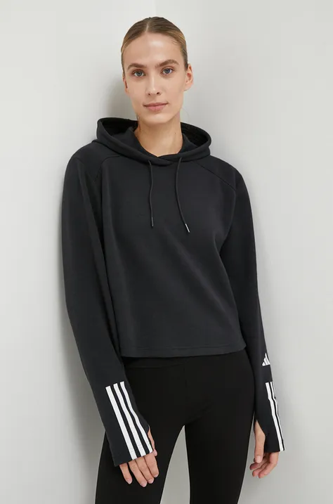 adidas Performance edzős pulóver fekete, nyomott mintás, kapucnis