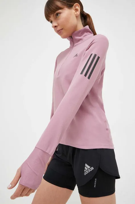 Joggingová mikina adidas Performance Own the Run růžová barva, s potiskem