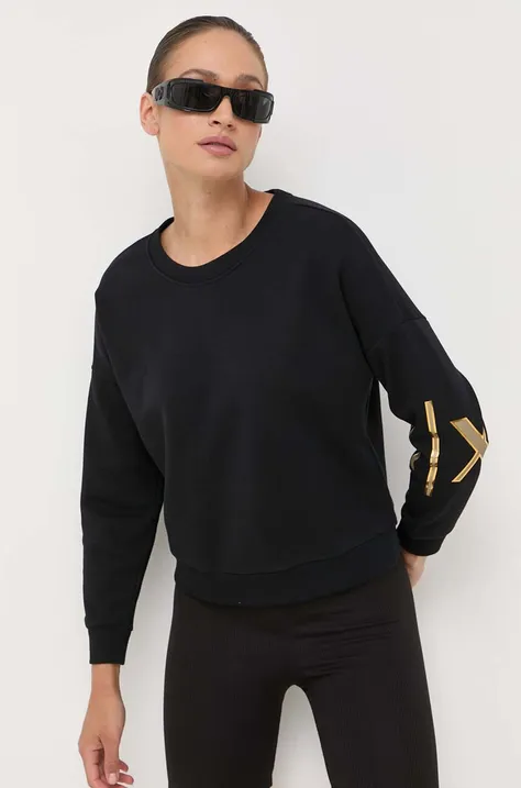 Armani Exchange bluza bawełniana damska kolor czarny z nadrukiem