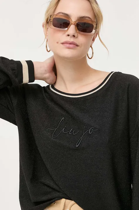Liu Jo bluza damska kolor czarny z aplikacją