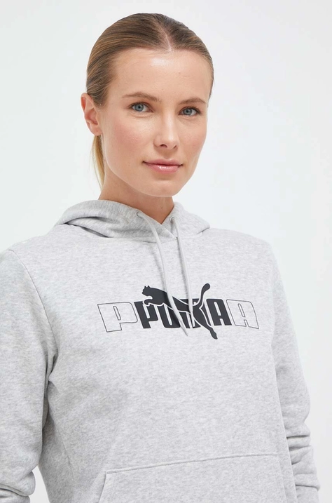 Суичър Puma в сиво с качулка с принт