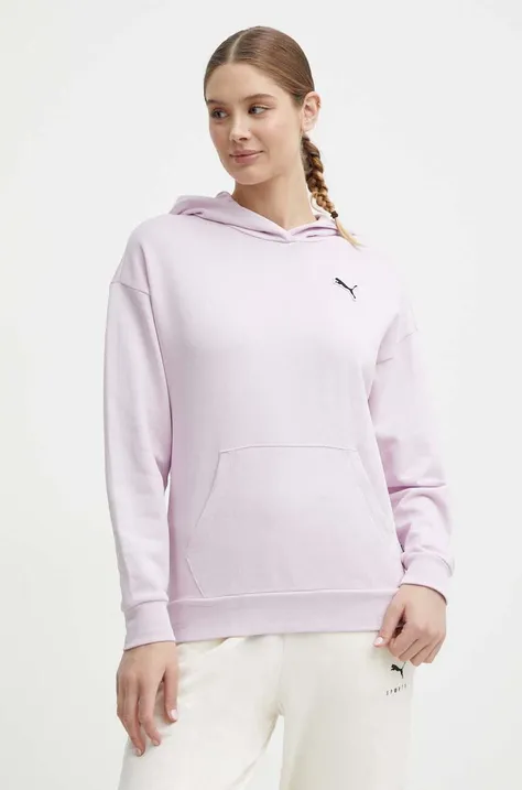 Βαμβακερή μπλούζα Puma BETTER ESSENTIALS γυναικεία, χρώμα: μοβ, με κουκούλα 675988