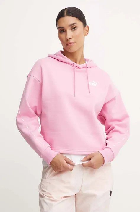 Μπλούζα Puma χρώμα: ροζ, με κουκούλα