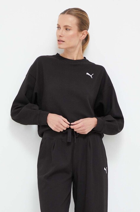 Puma bluza femei, culoarea negru, neted