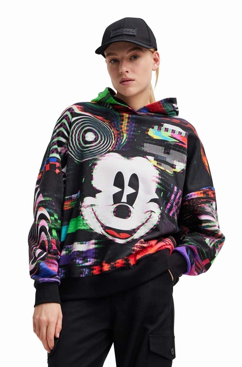 Desigual bluza bawełniana x Disney damska kolor czarny wzorzysta