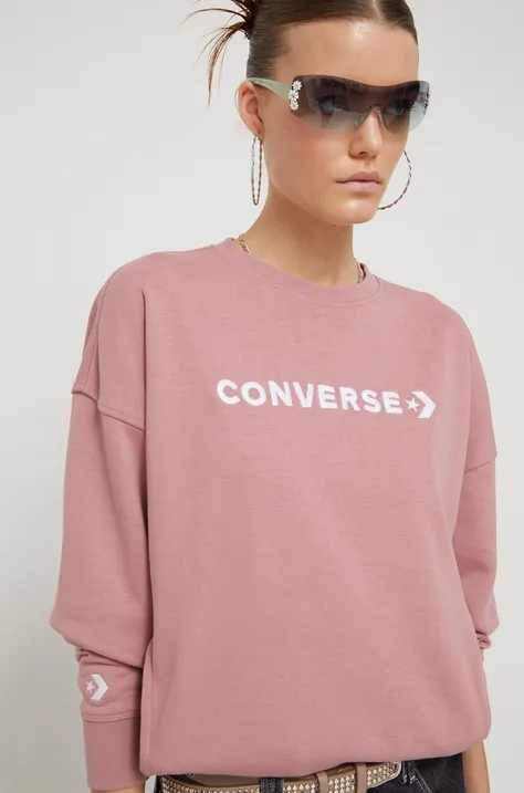 Суичър Converse в розово с принт