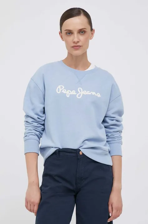 Pepe Jeans bluza damska kolor niebieski z aplikacją