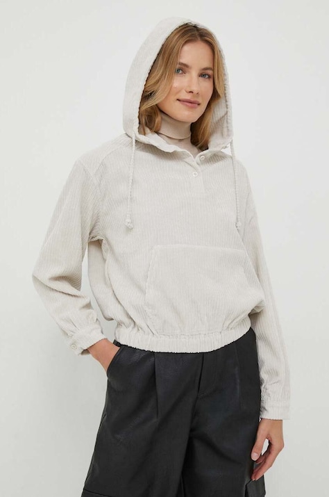 Pepe Jeans bluza BONNIE femei, culoarea bej, cu glugă, neted